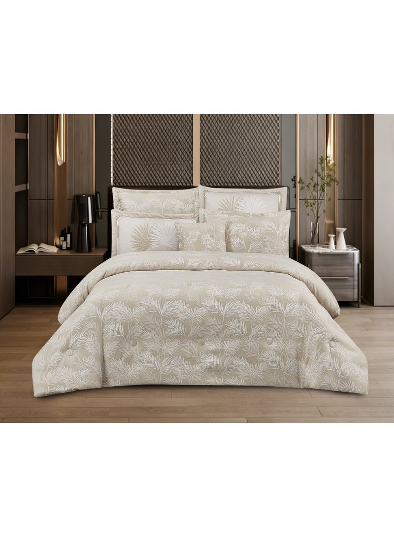 ShinyFlower Luxury Jacquard Comforter Set 7Pcs King Size, 400GSM Quilt Bedding Set with Fitted Sheet & Pillow Covers - Image 1