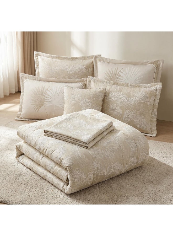 ShinyFlower Luxury Jacquard Comforter Set 7Pcs King Size, 400GSM Quilt Bedding Set with Fitted Sheet & Pillow Covers - Image 2