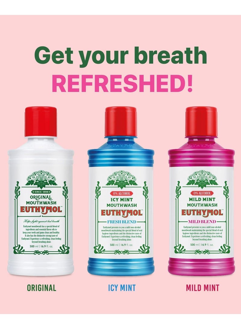 Euthymol Mouthwash Original 500ml, Flouride Free, Distinctive Strong Taste Flavour, Reduce Plaque Gingival Clean Healthy Teeth Gums, Freshens Breath Refreshing Daily Oral Dental Care - Image 4