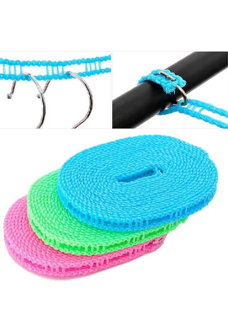 طقم حبال تعليق الملابس بالخارج مكون من 10 قطع وردي/أخضر/أزرق 5متر - Image 1