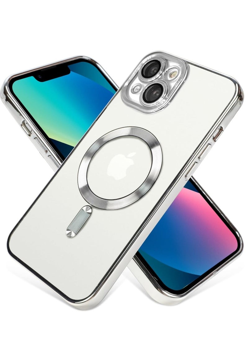 JAJEEK "iPhone 13 Case (6.1-Inch) with Camera Lens Protector – MagSafe Compatible, Electroplated Anti-Scratch Shockproof Slim Cover for Men & Women (Silver)" - Image 2