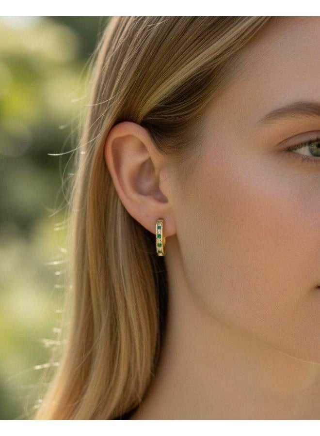 Ruby Art Gold 18K Pure Gold Women’s Earrings  Emerald stone  , 2.66 Gram - Image 3