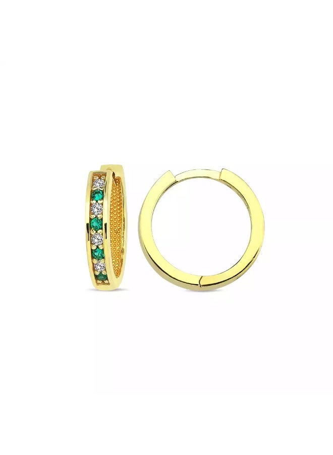 Ruby Art Gold 18K Pure Gold Women’s Earrings  Emerald stone  , 2.66 Gram - Image 2