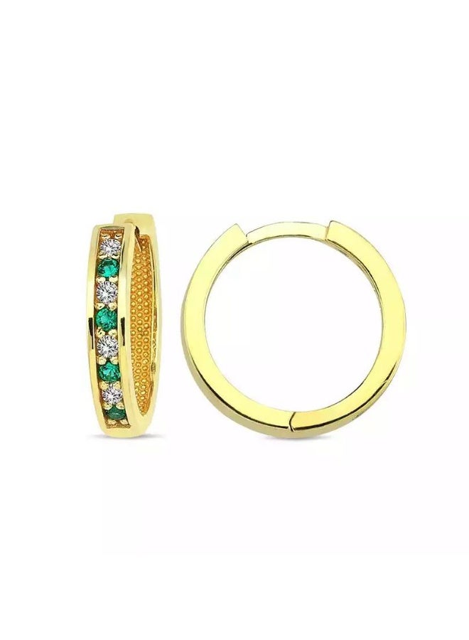 Ruby Art Gold 18K Pure Gold Women’s Earrings  Emerald stone  , 2.66 Gram - Image 1