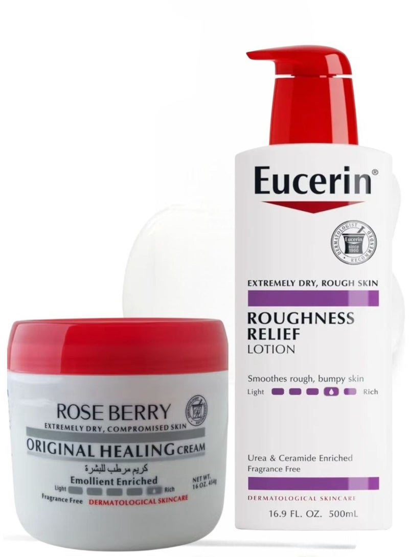 ROSE BERRY ORIGINAL HEALING CREAM EMOLLIENT ENRICHED + Roughness Relief Lotion Packaging May Vary