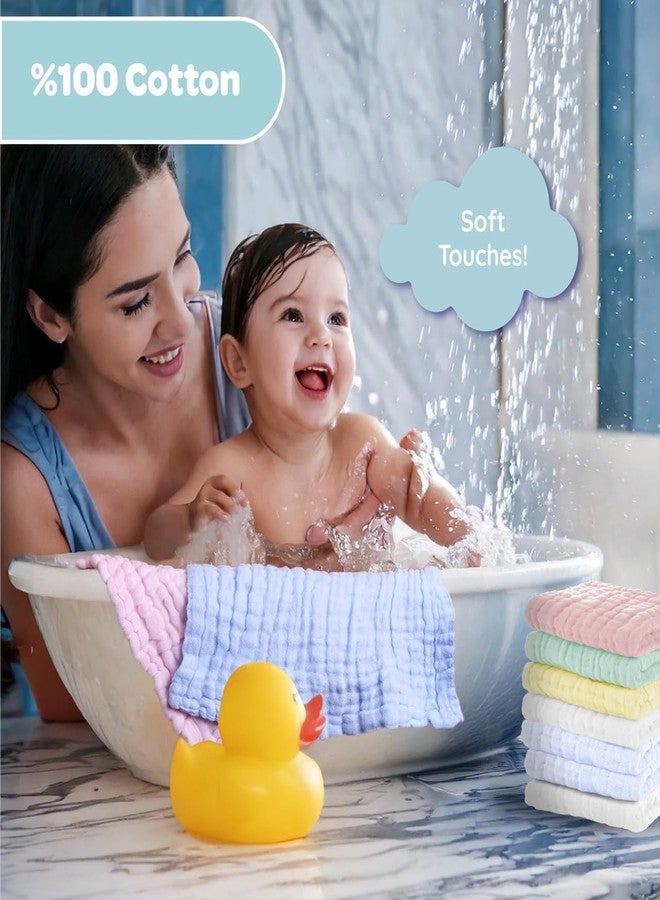 Closecret 5 Pack Baby Muslin Washcloths for Unisex 100% Cotton Wash Cloth Set for Baby Face Body Comfy and Soft for Newborn Infants Kids Girls and Boys (Multi 03) - Image 5