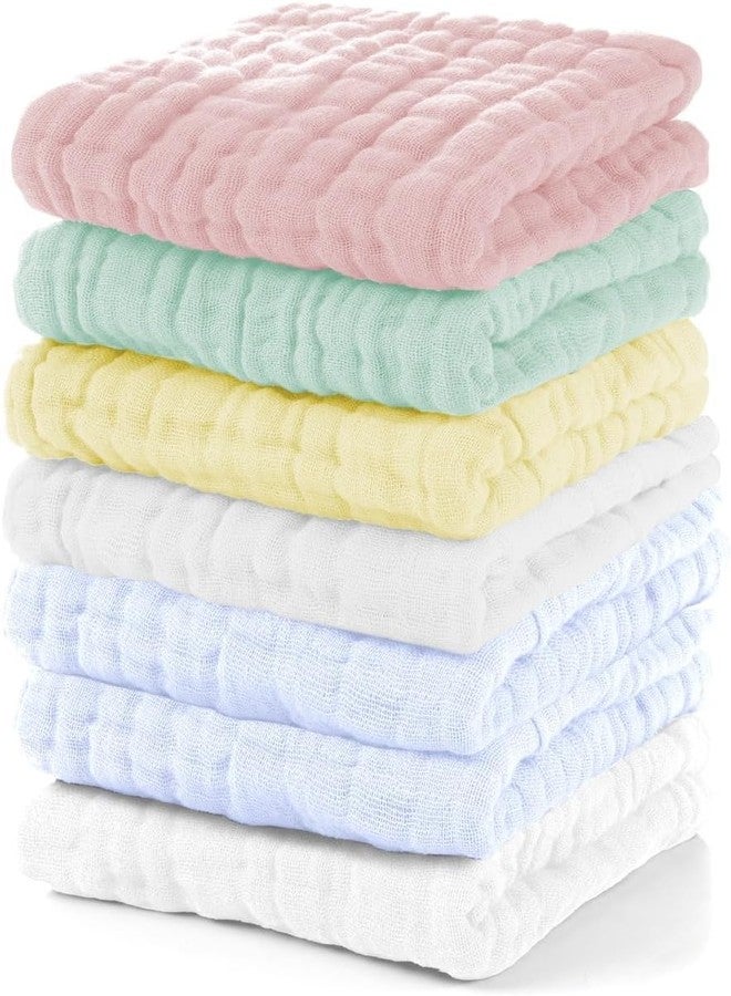 Closecret 5 Pack Baby Muslin Washcloths for Unisex 100% Cotton Wash Cloth Set for Baby Face Body Comfy and Soft for Newborn Infants Kids Girls and Boys (Multi 03) - Image 1