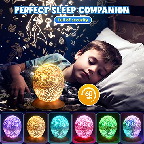 STRAWBETTER Dinosaur Egg Night Light Toys 2-in-1 Dino & Star Projector for Kids 3-5 6 7 8 9 10 Year Old Boy Girls Nights Lights Lamp Boys Christmas Birthday Gifts for Kid Age 3-12 Stocking Stuffers - Image 3