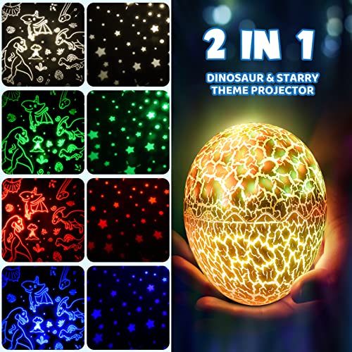 STRAWBETTER Dinosaur Egg Night Light Toys 2-in-1 Dino & Star Projector for Kids 3-5 6 7 8 9 10 Year Old Boy Girls Nights Lights Lamp Boys Christmas Birthday Gifts for Kid Age 3-12 Stocking Stuffers - Image 5