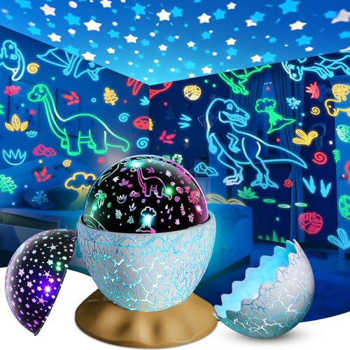 STRAWBETTER Dinosaur Egg Night Light Toys 2-in-1 Dino & Star Projector for Kids 3-5 6 7 8 9 10 Year Old Boy Girls Nights Lights Lamp Boys Christmas Birthday Gifts for Kid Age 3-12 Stocking Stuffers - Image 1