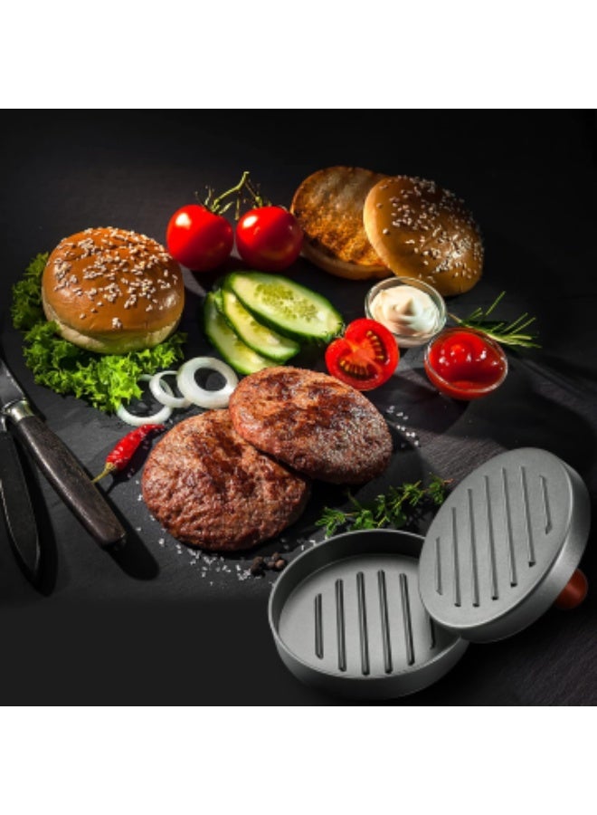 Stainless Steel Hamburger Patty Press Mold Wood Handle Non-Stick - Image 3
