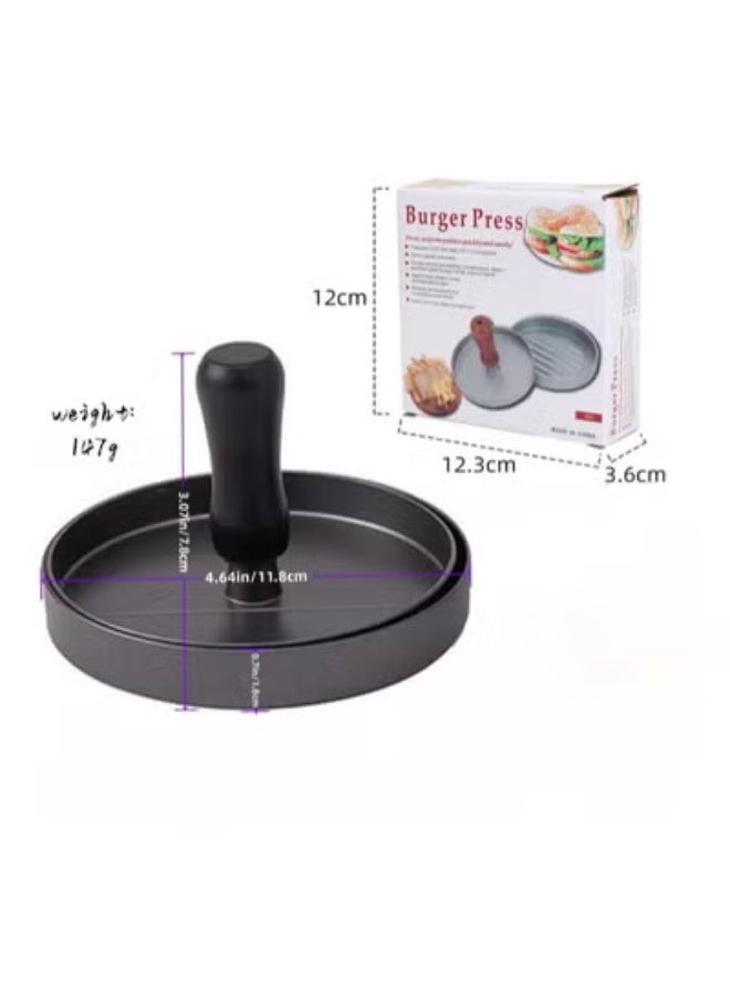 Stainless Steel Hamburger Patty Press Mold Wood Handle Non-Stick - Image 4