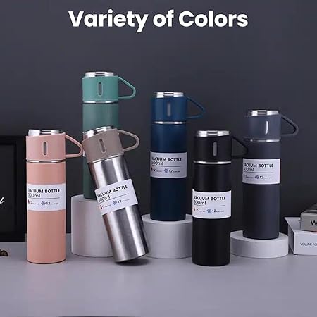 Generic Digital Wave Stainless Steel Thermo 500ml169oz Vacuum Insulated Bottle with Cup for Coffee Hot Drink and Cold Drink Water FlaskMulticolor  - Image 3