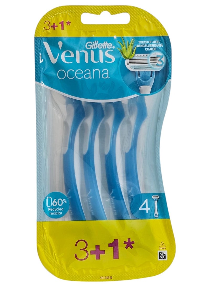 Gillette Venus Oceana Disposable Shaver - 3 Blades + 1 Free = 4 Blades