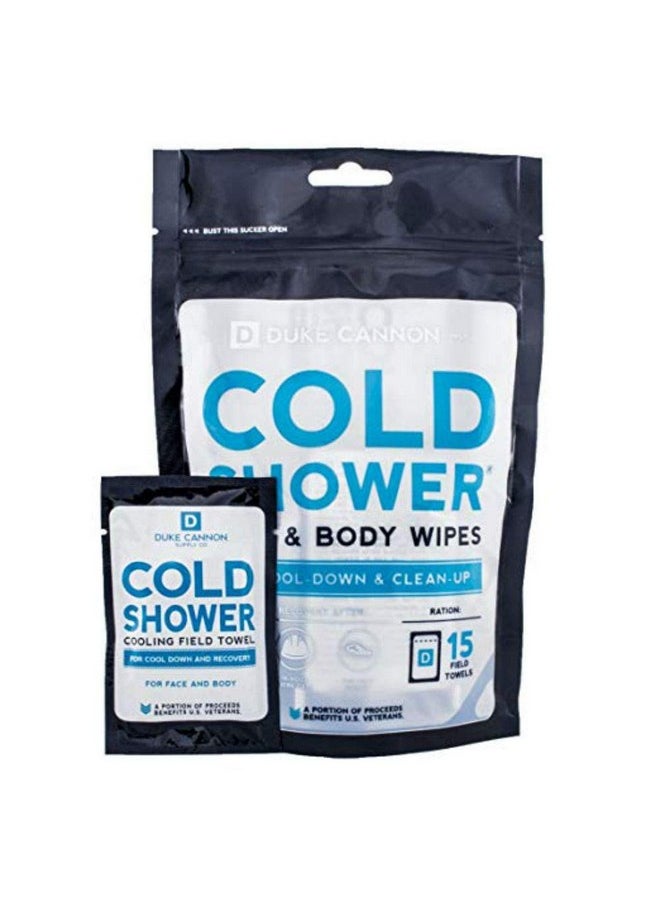 Duke Cannon Supply Co. Uke Cannon Supply Co. Cold Shower Cooling Field Towel And Body Wipes Pack Of 15 Individually Wrapped Cooling Towelettes For Face Hands And Body  - Image 2