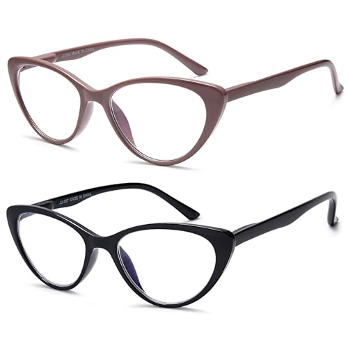 EYEURL Cat Eye Reading Glasses for Women - 2 Pack Blue Light Blocking Computer Readers 0.00 Spring Hinge Anti Glare/UV Ray Eyeglasses - Image 2