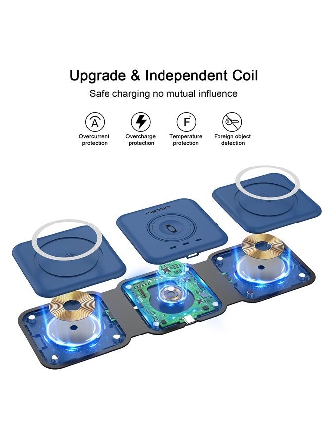 Ucomx Nano 3 in 1 Wireless Charger,Magnetic Foldable 3 in 1 Charging Station,Fast Wireless Charging Pad,Compatible for iPhone 14/Pro/Max/Plus/13/12 Series,AirPods 3/2/Pro,iWatch(Adapter Included)  - Image 5