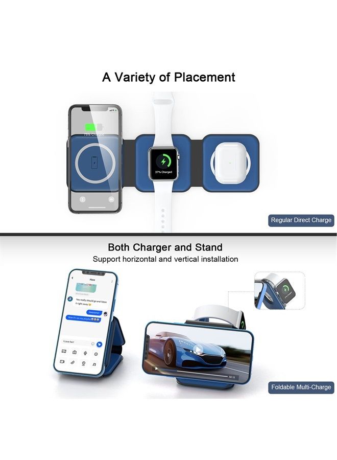 Ucomx Nano 3 in 1 Wireless Charger,Magnetic Foldable 3 in 1 Charging Station,Fast Wireless Charging Pad,Compatible for iPhone 14/Pro/Max/Plus/13/12 Series,AirPods 3/2/Pro,iWatch(Adapter Included)  - Image 2