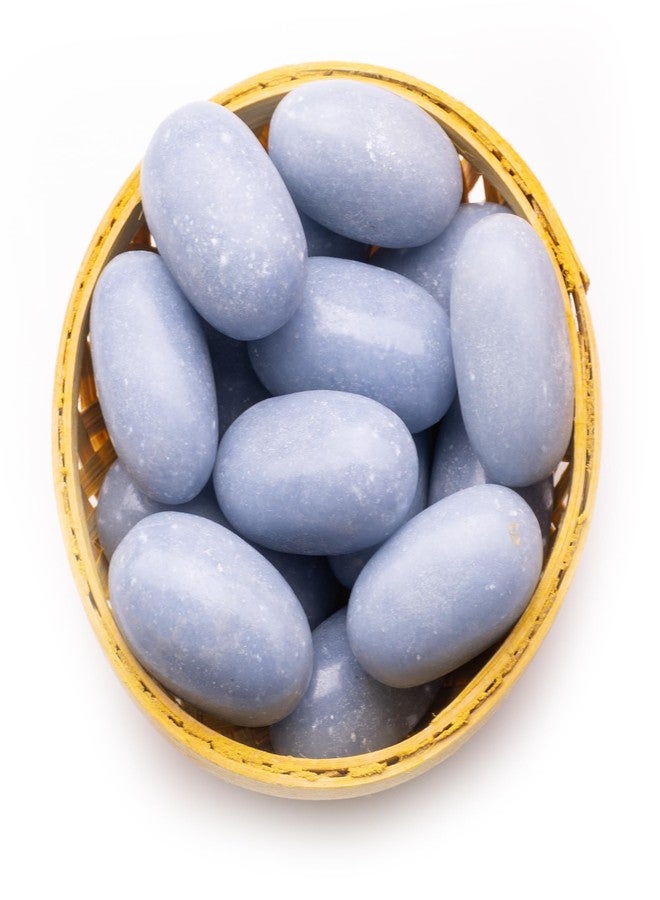Plus Value Angelite Stone Pebbles Polished for Vastu Feng Shui Chakra Aura Personal Reiki Healing Crystals (200 Grams, With Basket) - Image 1