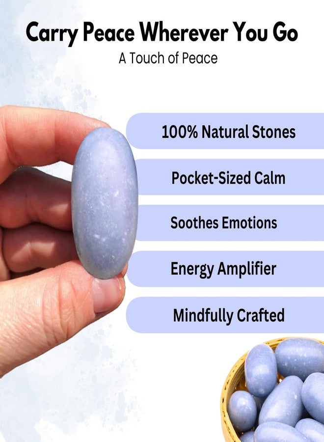 Plus Value Angelite Stone Pebbles Polished for Vastu Feng Shui Chakra Aura Personal Reiki Healing Crystals (200 Grams, With Basket) - Image 3