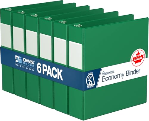 Davis Group Premium Economy 6-Pack 3-Ring Binders for School or Office, D-Ring Binders, 2 Inch, Green - Image 1