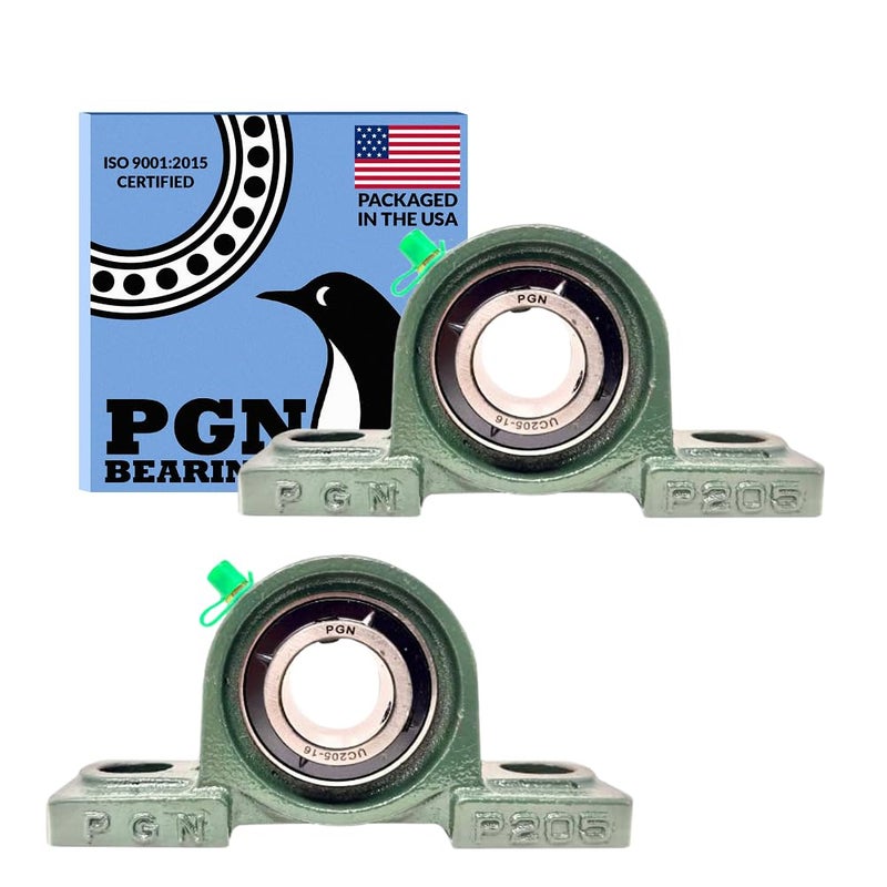 PGN Bearings PGN UCP205-16 Pillow Block Bearing - Pack of 2 Mounted Chrome Steel Bearings with 1" Bore - Self Alignment - Image 1