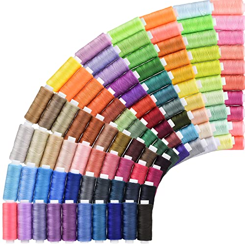 SHRJ Sewing Threads Kits, All Purpose 100 Color Spools Polyester Thread Quilting Thread Assortment for Hand Machine Sewing Embroidery - Image 1