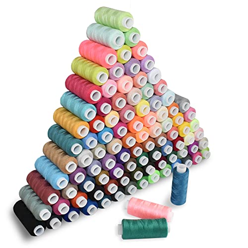 SHRJ Sewing Threads Kits, All Purpose 100 Color Spools Polyester Thread Quilting Thread Assortment for Hand Machine Sewing Embroidery - Image 3