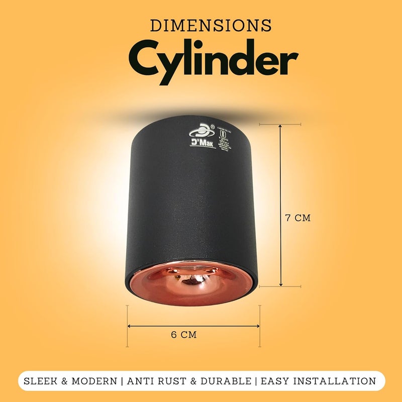 DMak Store 7 Watt Black Body Cylindrical Spot Light Indoor Fixtures Light Ceiling Light Decorative Light Wall Light Natural White Pack of 4 - Image 3