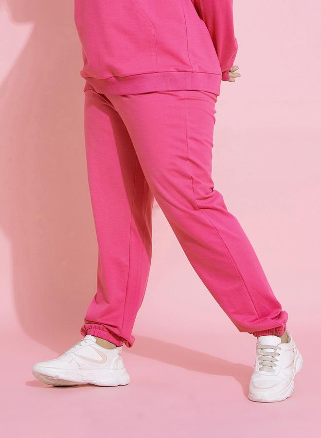 SASSAFRAS Plus Size Pink Chicago Print Jogger - Image 3