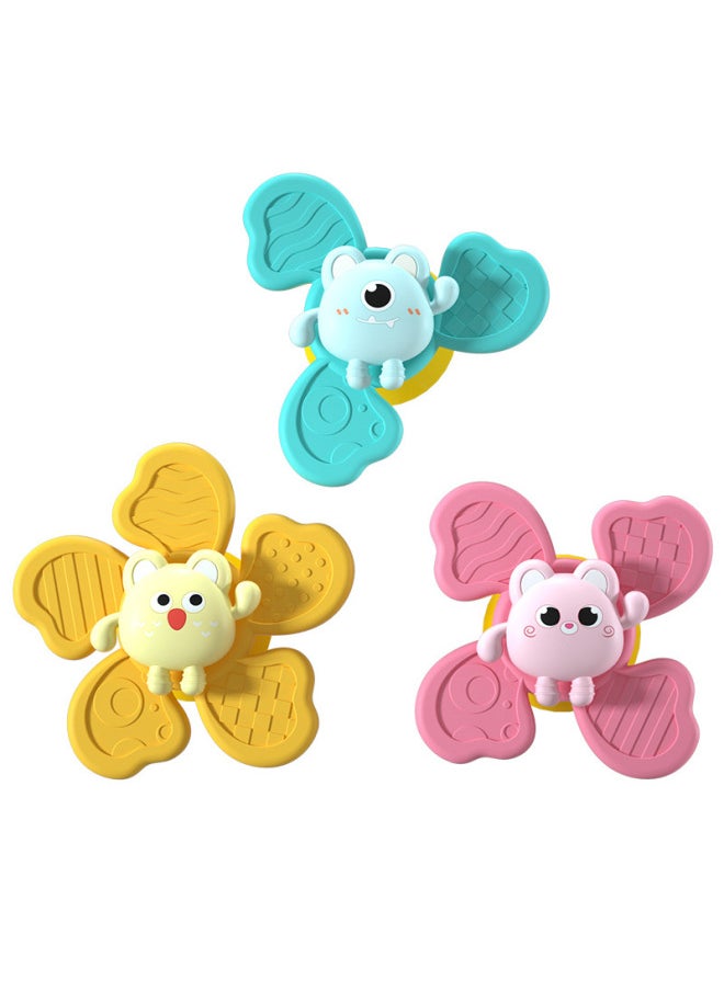 Baby Sucker Turning Fun Cartoon Flower Fingertip Spinning Top Children Infant Bathing Water Toys-Color:Sucker Turn Music (3 Color Box)  - Image 1