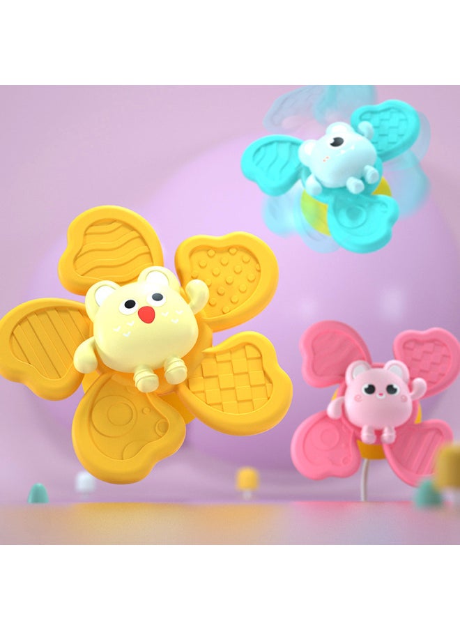Baby Sucker Turning Fun Cartoon Flower Fingertip Spinning Top Children Infant Bathing Water Toys-Color:Sucker Turn Music (3 Color Box)  - Image 2