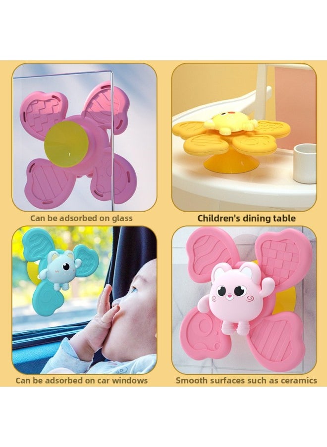 Baby Sucker Turning Fun Cartoon Flower Fingertip Spinning Top Children Infant Bathing Water Toys-Color:Sucker Turn Music (3 Color Box)  - Image 5