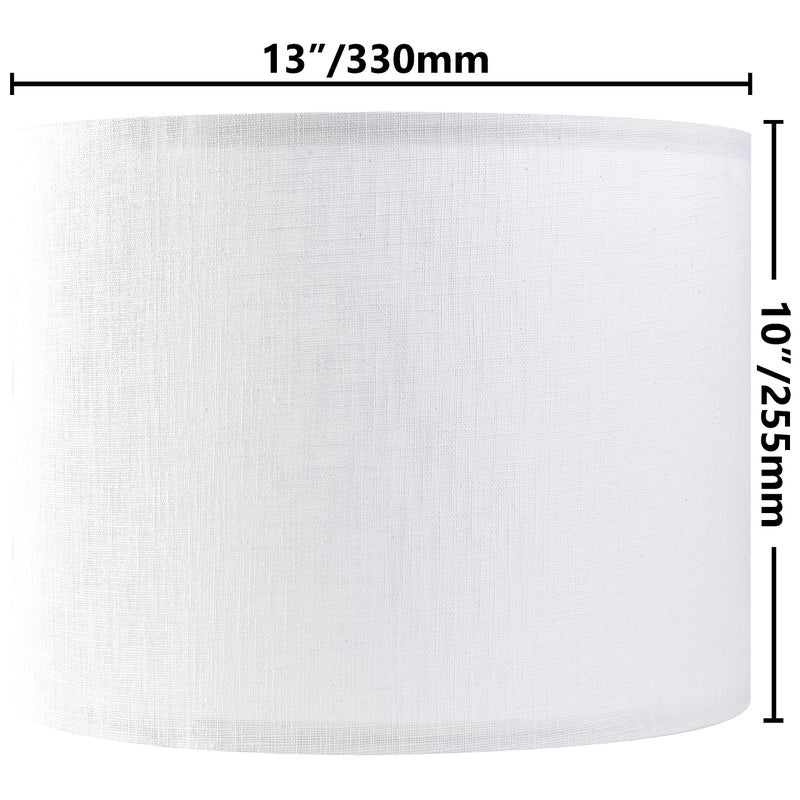 GO&SO Set of 2 Pure White Linen Drum Lamp Shade 13" Top x 13" Bottom x 10" High (Spider) Contemporary Lamp Shades for Table Lamps & Bedside Lamps Replacement Lampshade - GO&SO - Assembly is Required - Image 2