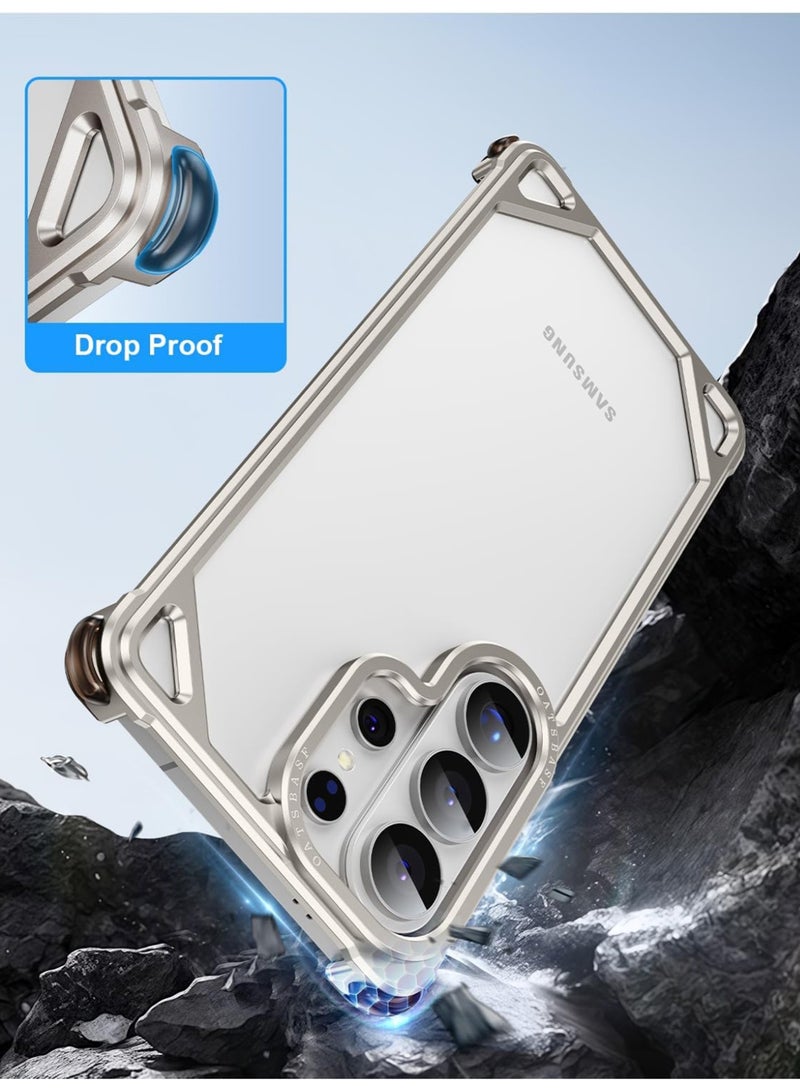 Oatsbasf for Samsung Galaxy S26 Ultra Case, No Back Design, Aluminum Metal Frame, 4 Corner Shockproof Protection, Natural Titanium - Image 4