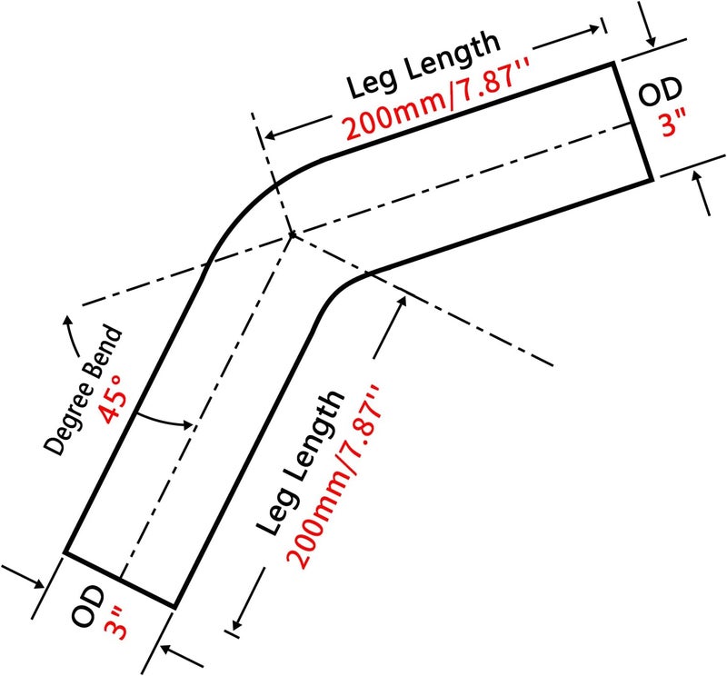FGJQEFG 3 Inch 45 Degree DIY Custom Mandrel Exhaust Pipe Tube, T304 Stainless Steel, 2PCS - Image 2