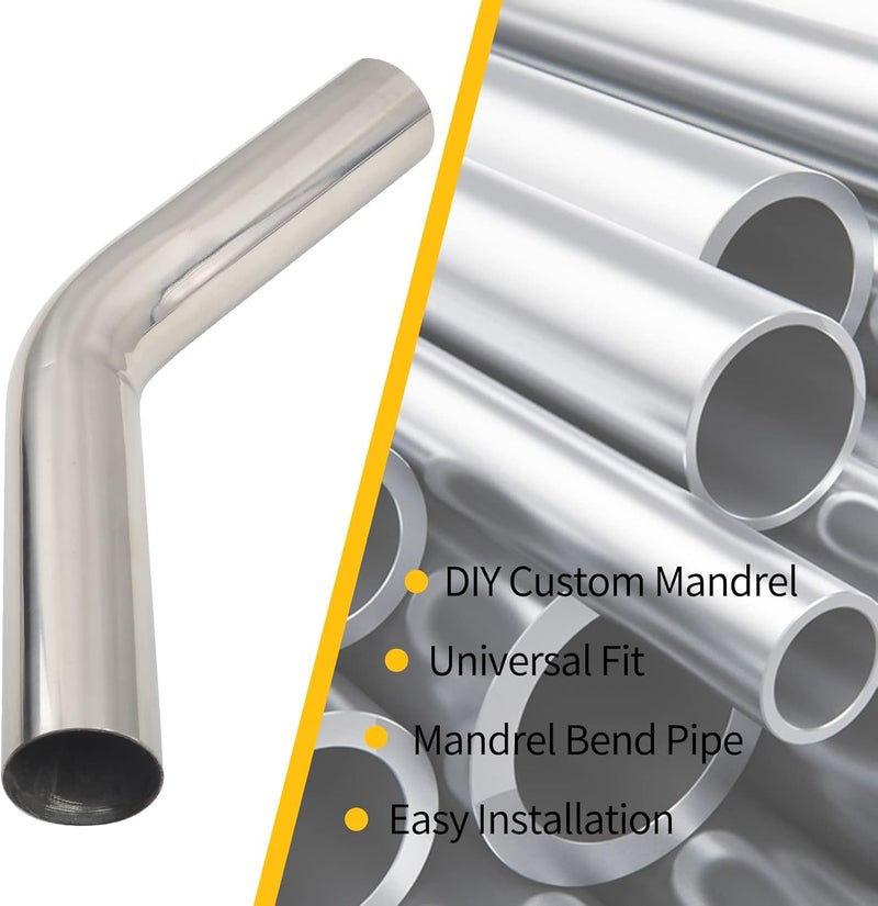FGJQEFG 3 Inch 45 Degree DIY Custom Mandrel Exhaust Pipe Tube, T304 Stainless Steel, 2PCS - Image 4
