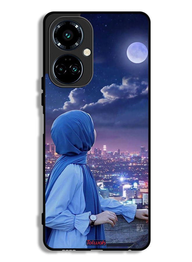 Tolwak Tecno Camon 19 Protective Case Cover Looking At Moon Hijab Girl - Image 1