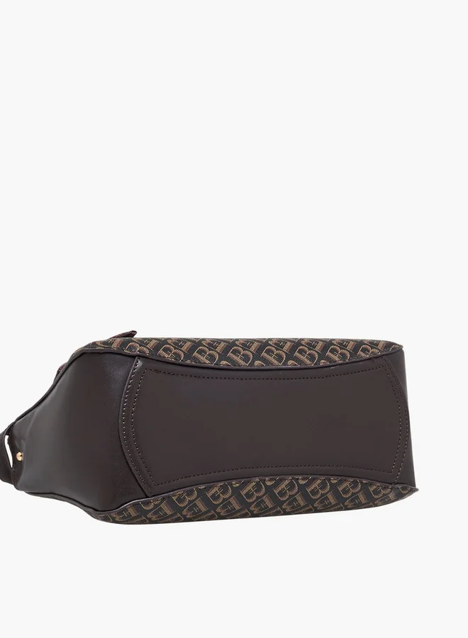 Flora Bella By Shoexpress Scarf Accent Monogram Print Tote Bag with Zip Closure
