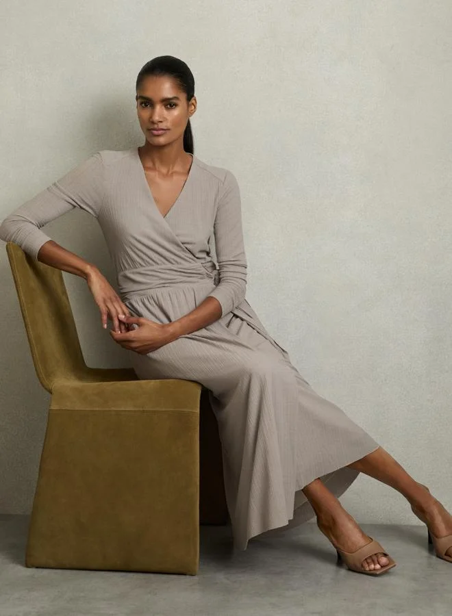 REISS Ribbed Midi Dress