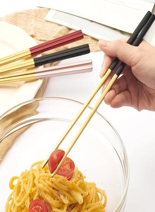 9UP® Gold Stainless Steel Premium Spoon, Fork & Two Chopstick | Portable Dinnerware Cutlery Set | Golden Stainless Steel Tableware Travel Spoon Set (Pack of 1Set) - Image 4