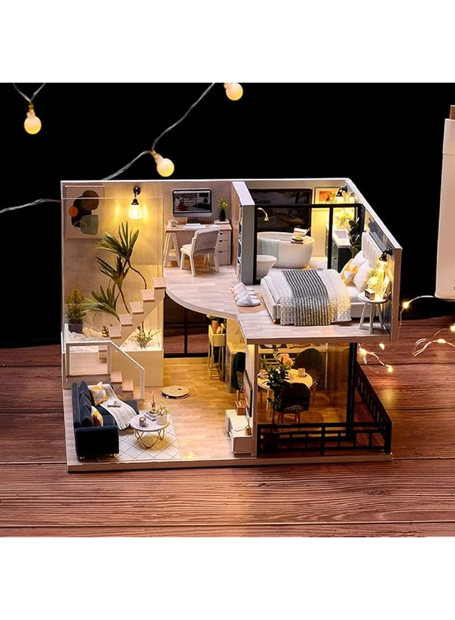 KASTWAVE Diy Miniature Dollhouse Kit With Furniture 1:24 Scale Creative Room Mini Wooden Doll House Accessories Plus Dust Proof & Music Movement For Kids Teens Adults(Satisfied Time) - Image 5