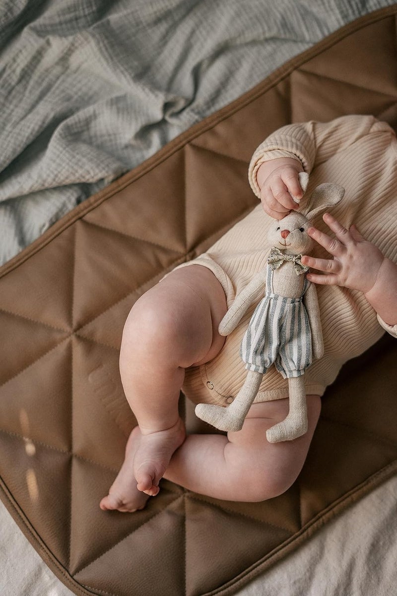 Uniklook Quilted Padded Vegan Leather Portable Changing pad Mat  Play mat Baby Toddler Infant by Uniklook  Baby Diaper  Tummy Time Mat Crawling Play Time  Waterproof Baby Infant Floor Mat 16x30 Tan - Image 4