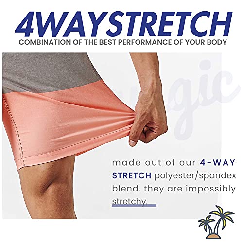 maamgic Mens 7" Stretch Swim Trunks Quick Dry Mesh Lining Swimwear Bathing Suits Grey Striped Large - Image 2