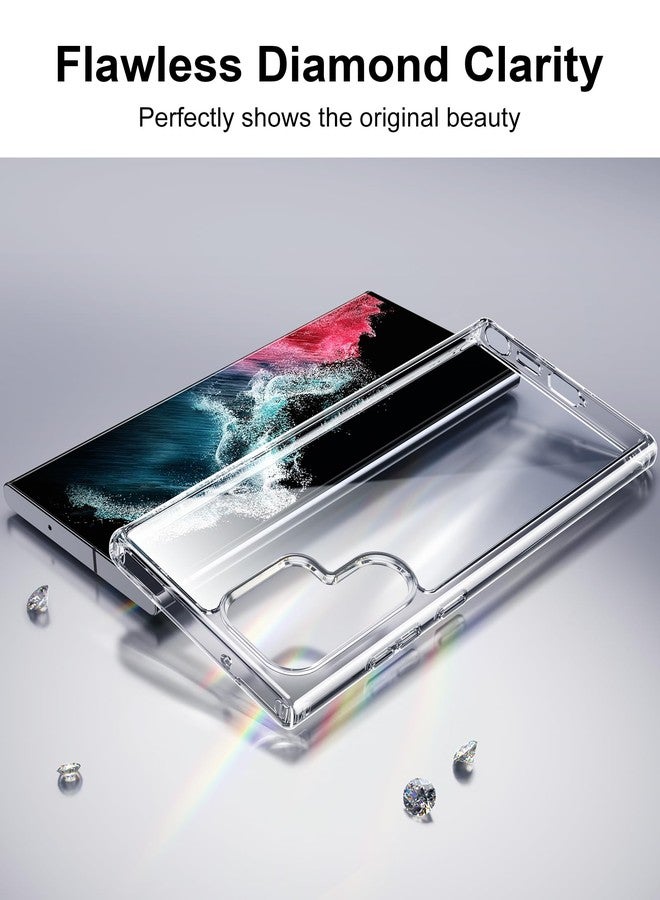 هوميل جراب HOOMIL لهاتف Samsung Galaxy S22 Ultra 5G مقاس 6.8 بوصة، غير قابل للاصفرار، حماية من السقوط، غطاء خلفي صلب شفاف مضاد للخدش - شفاف للغاية - Image 3