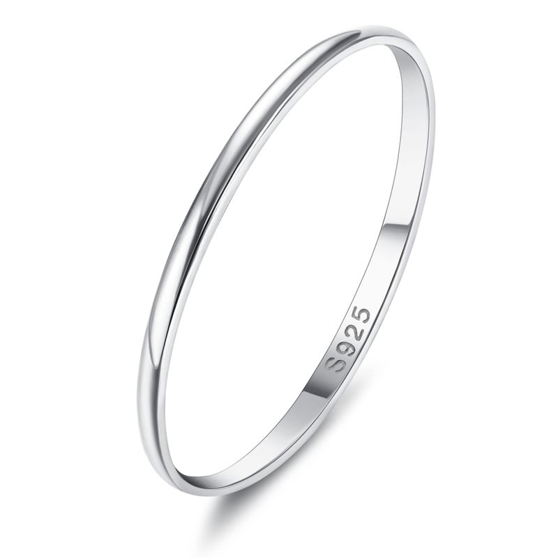 MILACOLATO 925 Sterling Silver Ring for Women Men High Polished Plain Stackable Thumb Rings Tarnish Resistant Wedding Band Ring Comfort Fit Size 8.5, 1mm Ring - Image 1