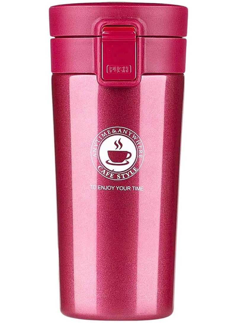 Bisbell Stainless Steel Vacuum Ice and Hot Drinks Insulated Travel Coffee Mug for Home Office Outdoor Works, Pink,BB3542,380ML - Image 1