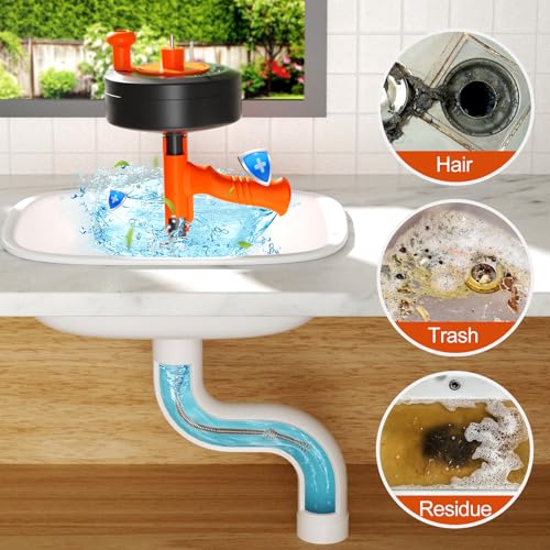 KINGLEV Drain Snake, 25ft Flexible Steel Drain Auger With Drill Adapter, Plumbing Unblocking Hand Auger, Manual Or Powered for Shower & Bathtub Clogs-No auto retract or feed (Orange) - Image 3