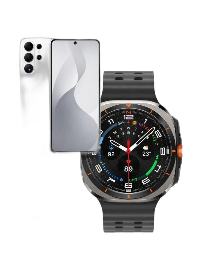 techno sky S26 Ultra 5G Smartphone White with KALOBEE AMOLED Smart Watch Bundle - Image 1
