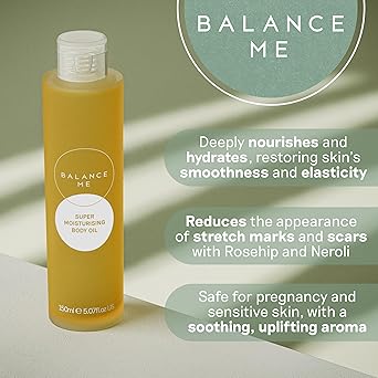 Balance Me Super Moisturising Body Oil 150ml Made With Rosehip Oil and Neroli Improve Stretch Marks and Dry Skin Maternity and Pregnancy Safe - Image 2